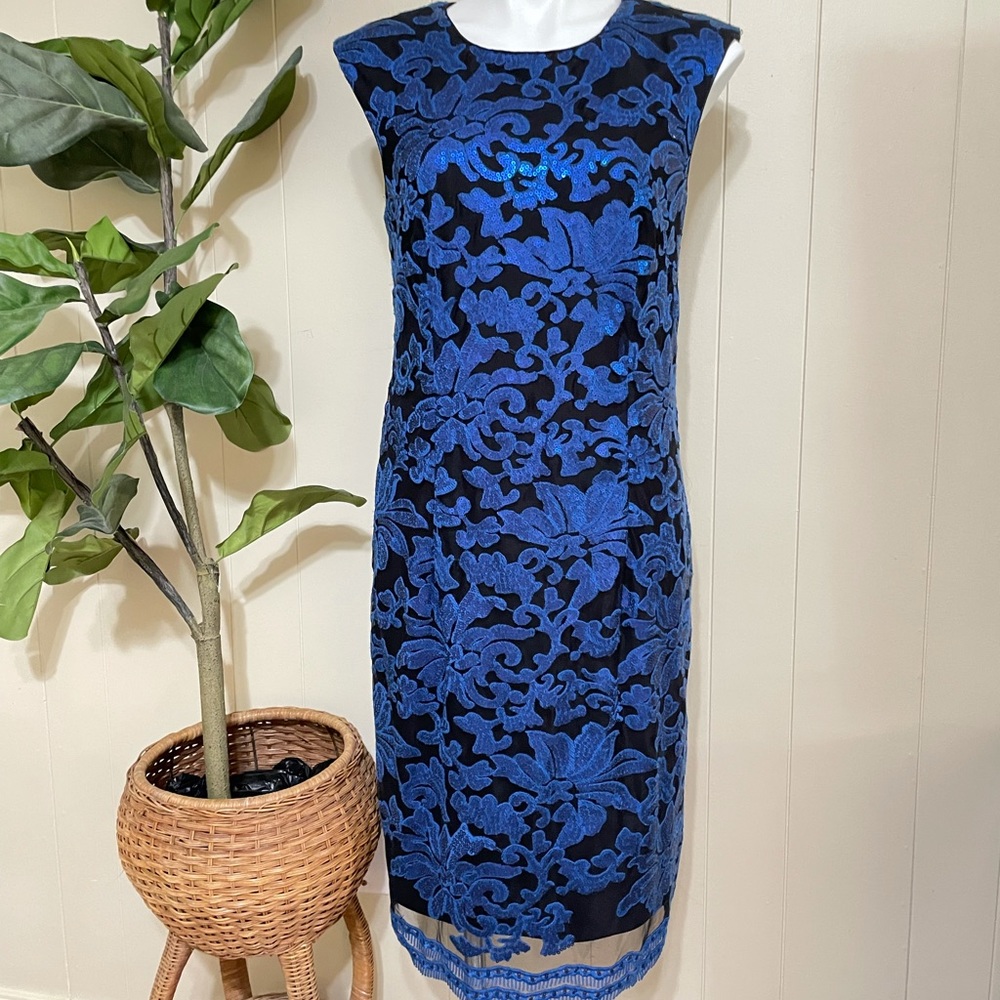 Leslie Fay LF blue sequin dress sz 12